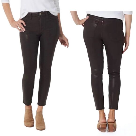 Jen7 by 7 For All Mankind Womens High Rise Black Coated Ankle Skinny Jeans Sz 4 - Picture 1 of 11